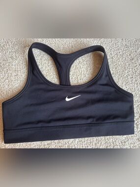 Girl Nike Black Racerback Sports Bra with White Swoosh